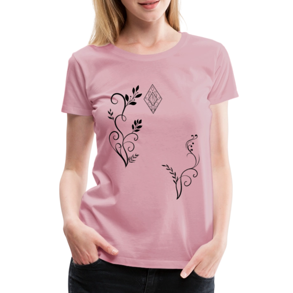 "Elven Grace" – Elegantes Damen T-Shirt mit filigranen Elfen-Ornamenten & zeitloser Fantasy-Ästhetik - rose shadow