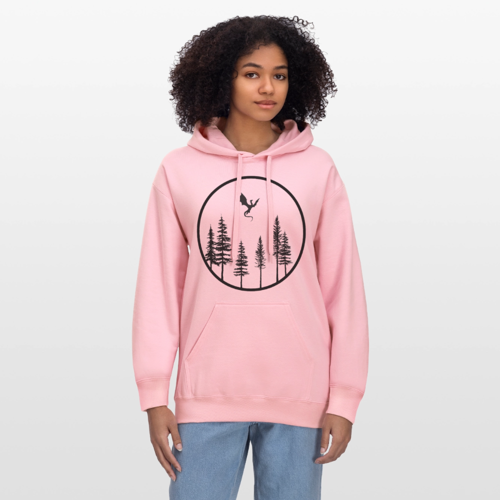 Gildan Unisex Softstyle® Midweight Hoodie "Shadow of the Dragon" – Mystischer Fantasy Hoodie mit Drachen-Silhouette auf dem Rücken | Perfekt für Rollenspiel & Abenteuer - light pink