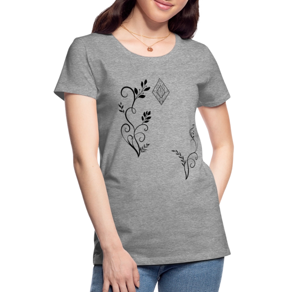 "Elven Grace" – Elegantes Damen T-Shirt mit filigranen Elfen-Ornamenten & zeitloser Fantasy-Ästhetik - heather grey