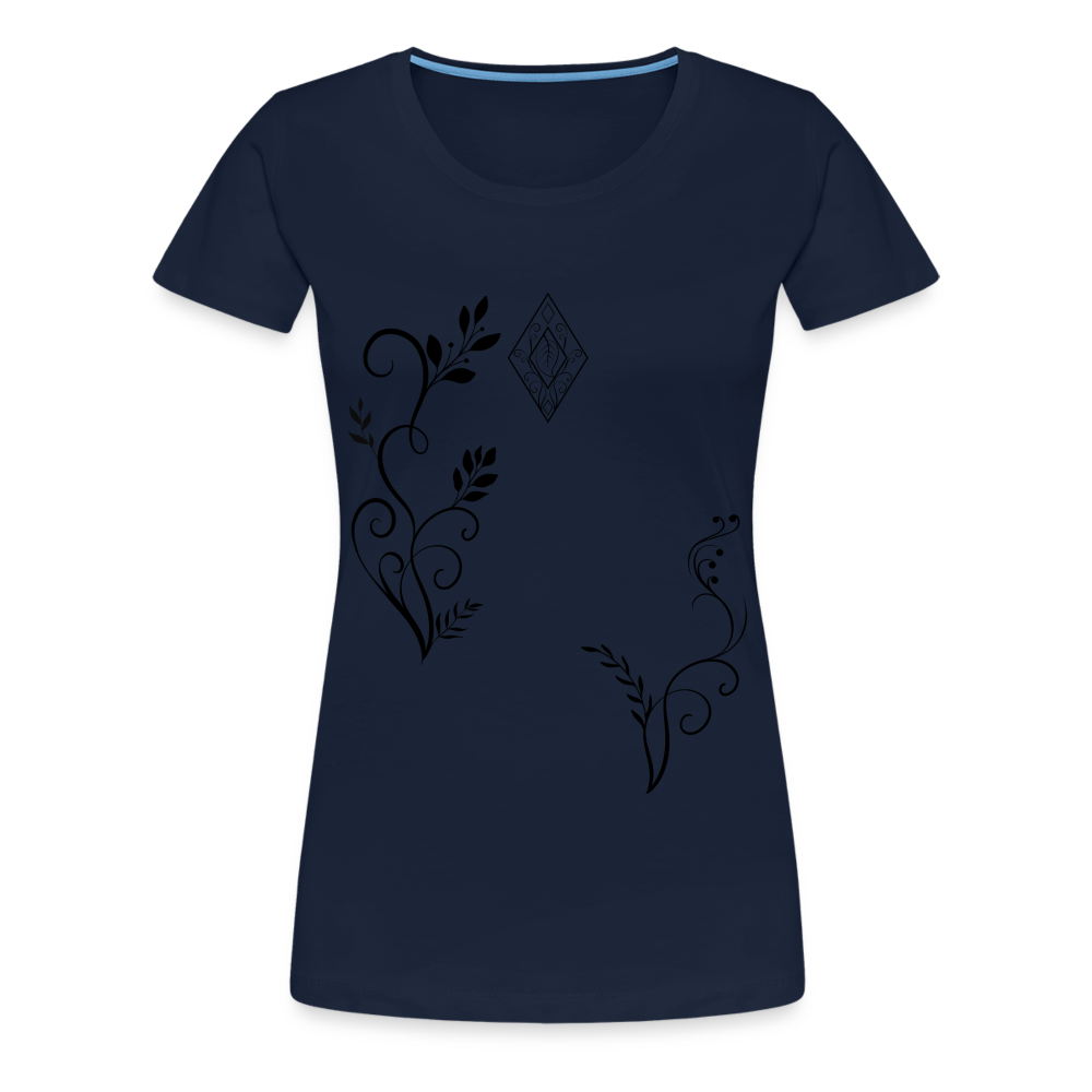 "Elven Grace" – Elegantes Damen T-Shirt mit filigranen Elfen-Ornamenten & zeitloser Fantasy-Ästhetik - navy