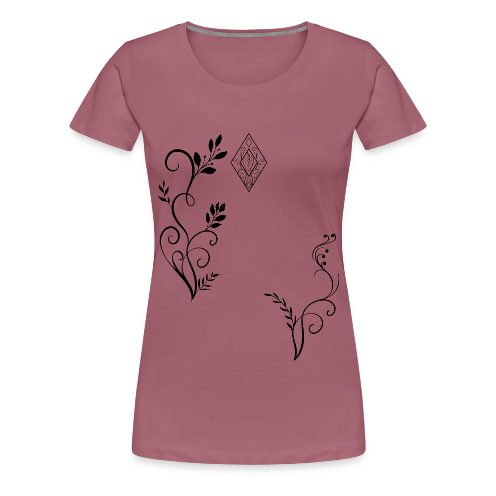 "Elven Grace" – Elegantes Damen T-Shirt mit filigranen Elfen-Ornamenten & zeitloser Fantasy-Ästhetik - mauve