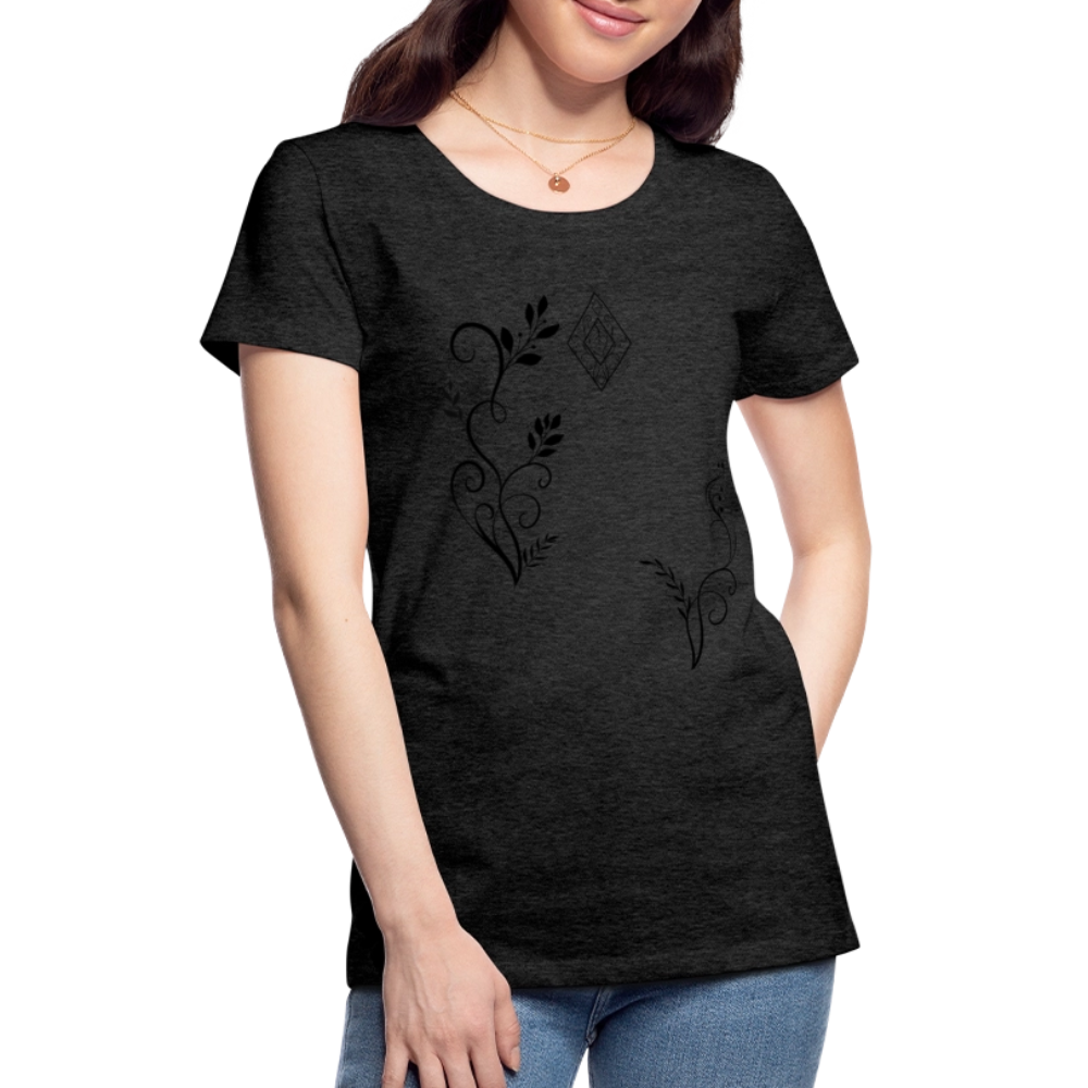 "Elven Grace" – Elegantes Damen T-Shirt mit filigranen Elfen-Ornamenten & zeitloser Fantasy-Ästhetik - charcoal grey