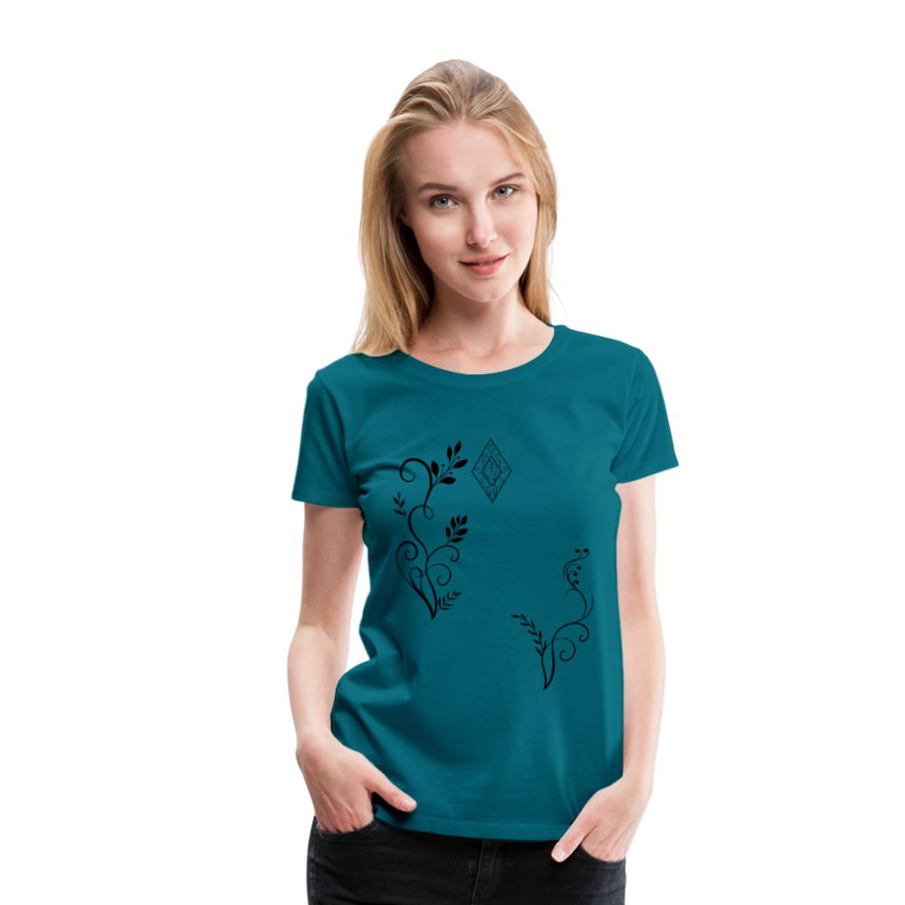 "Elven Grace" – Elegantes Damen T-Shirt mit filigranen Elfen-Ornamenten & zeitloser Fantasy-Ästhetik - diva blue