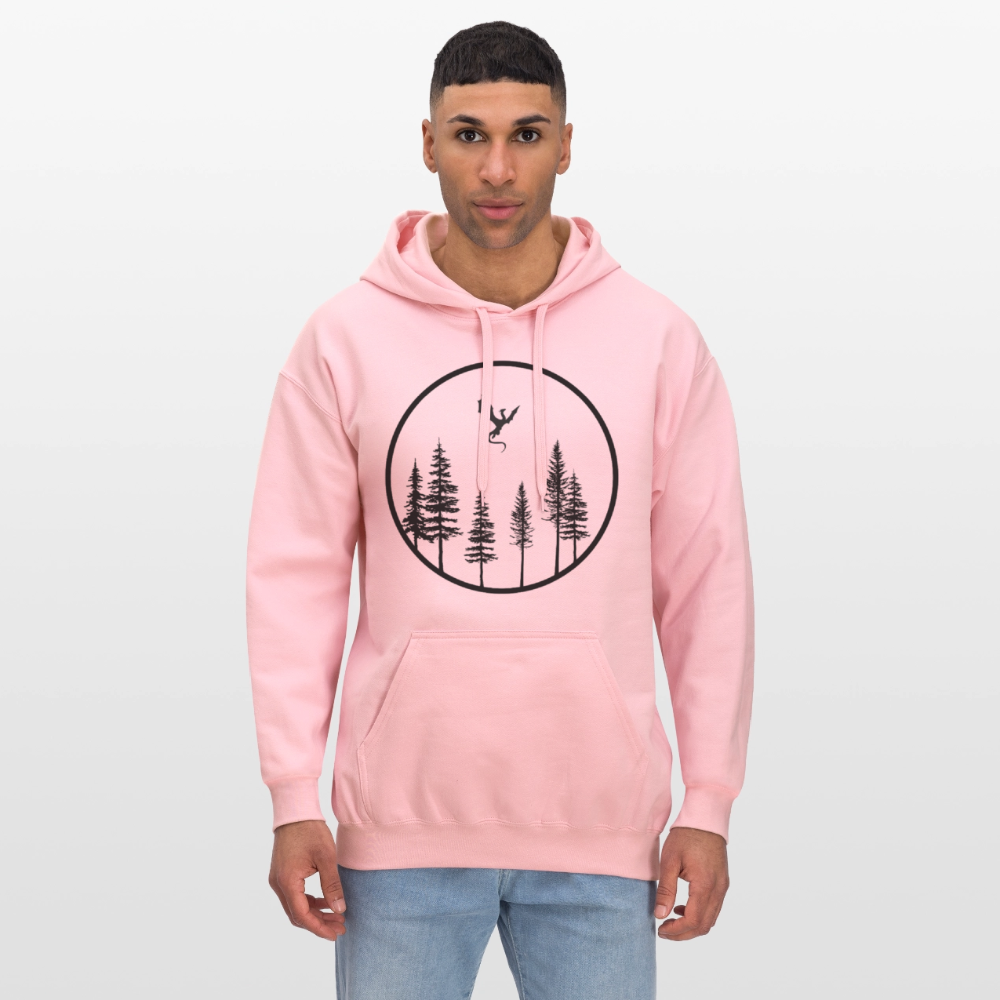 Gildan Unisex Softstyle® Midweight Hoodie "Shadow of the Dragon" – Mystischer Fantasy Hoodie mit Drachen-Silhouette auf dem Rücken | Perfekt für Rollenspiel & Abenteuer - light pink