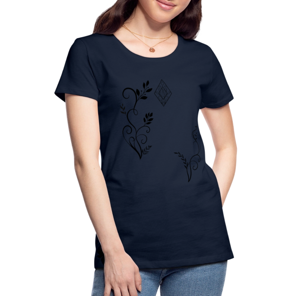 "Elven Grace" – Elegantes Damen T-Shirt mit filigranen Elfen-Ornamenten & zeitloser Fantasy-Ästhetik - navy