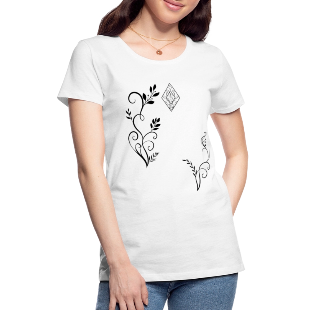 "Elven Grace" – Elegantes Damen T-Shirt mit filigranen Elfen-Ornamenten & zeitloser Fantasy-Ästhetik - white