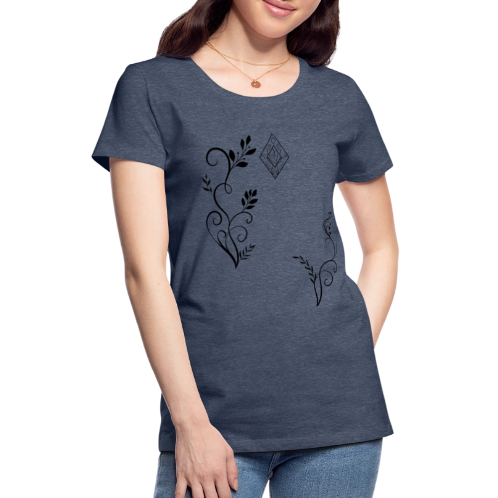 "Elven Grace" – Elegantes Damen T-Shirt mit filigranen Elfen-Ornamenten & zeitloser Fantasy-Ästhetik - heather blue