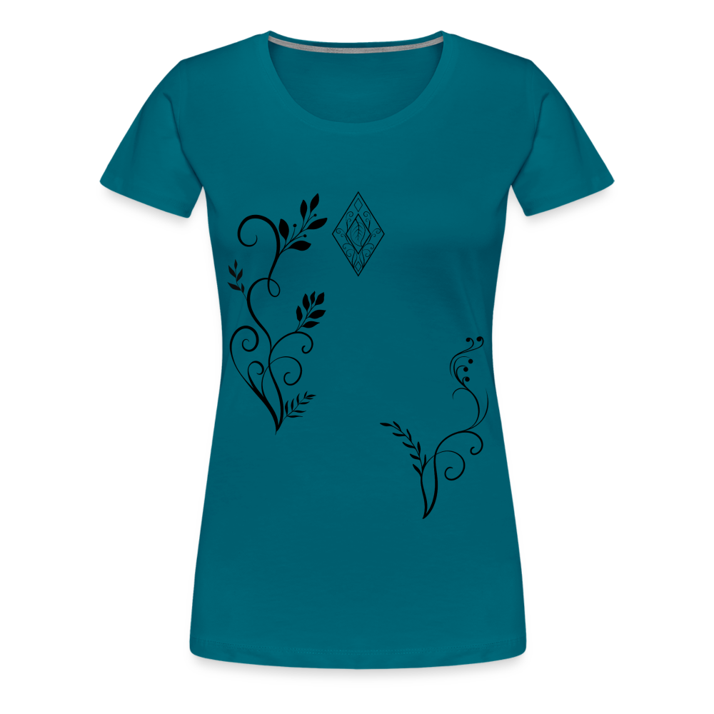 "Elven Grace" – Elegantes Damen T-Shirt mit filigranen Elfen-Ornamenten & zeitloser Fantasy-Ästhetik - diva blue