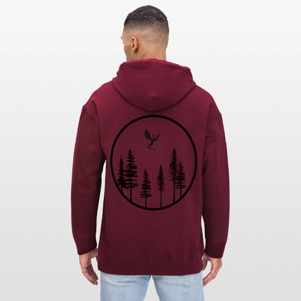 Mystischer Fantasy Hoodie – "Legacy of the Dragon" mit Drachen-Symbol auf dem Rücken | Perfekt für Rollenspiel & epische Abenteuer - maroon