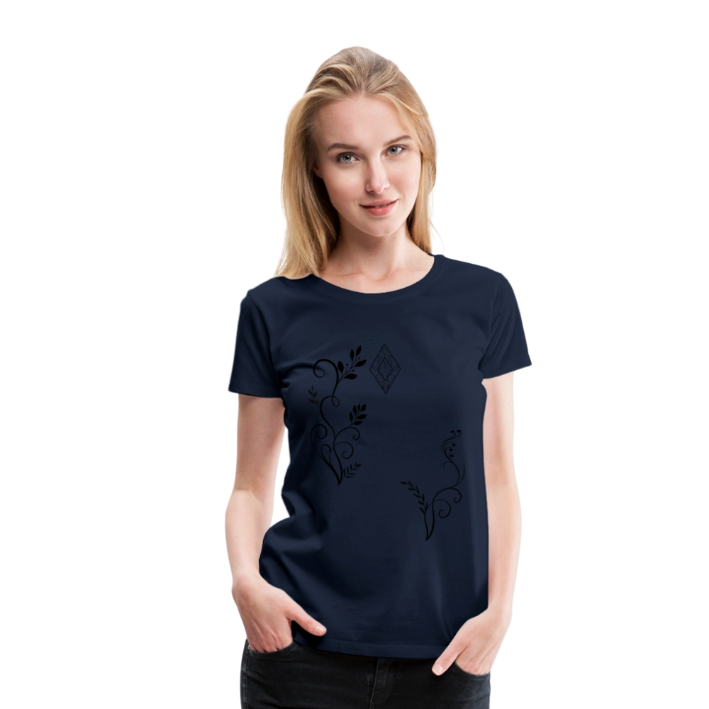 "Elven Grace" – Elegantes Damen T-Shirt mit filigranen Elfen-Ornamenten & zeitloser Fantasy-Ästhetik - navy