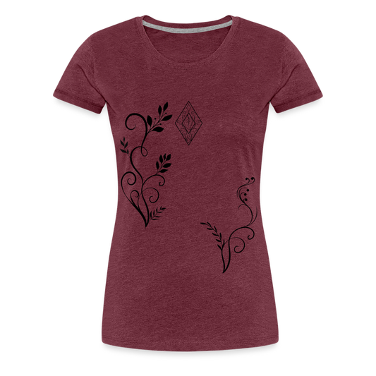 "Elven Grace" – Elegantes Damen T-Shirt mit filigranen Elfen-Ornamenten & zeitloser Fantasy-Ästhetik - heather burgundy