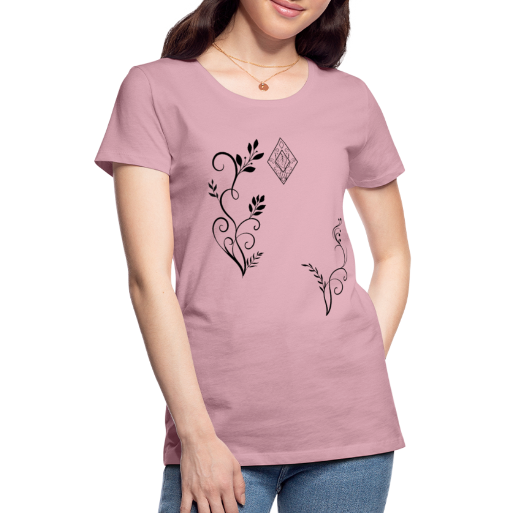 "Elven Grace" – Elegantes Damen T-Shirt mit filigranen Elfen-Ornamenten & zeitloser Fantasy-Ästhetik - rose shadow