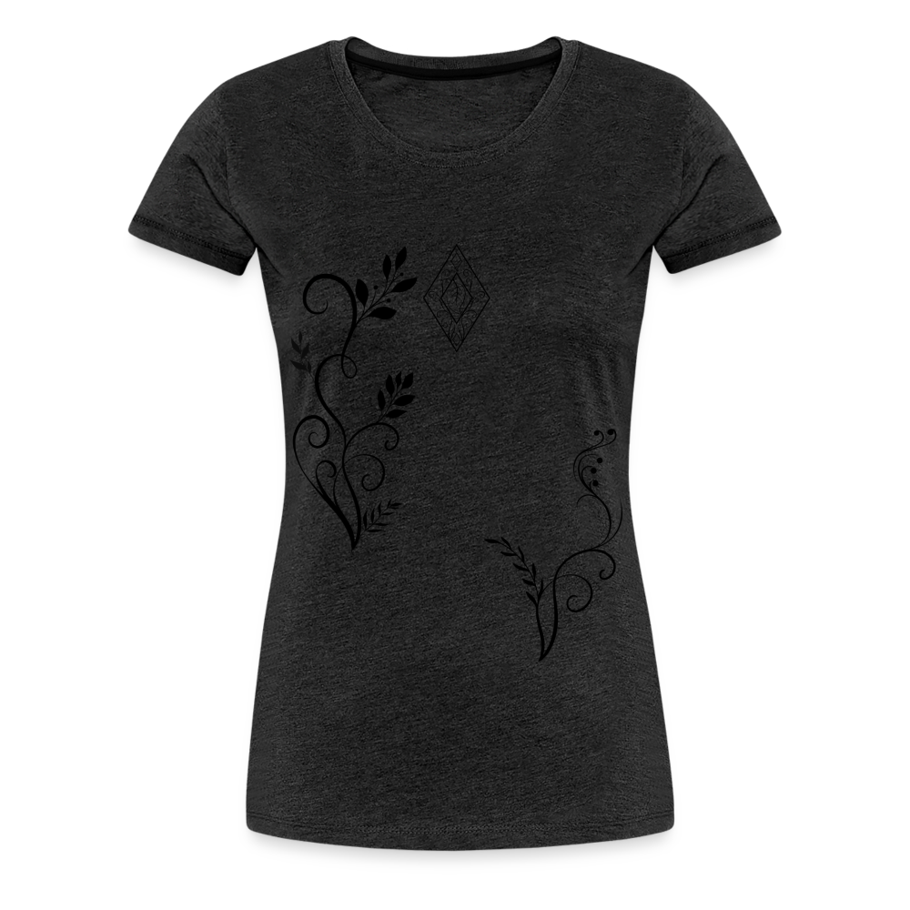 "Elven Grace" – Elegantes Damen T-Shirt mit filigranen Elfen-Ornamenten & zeitloser Fantasy-Ästhetik - charcoal grey