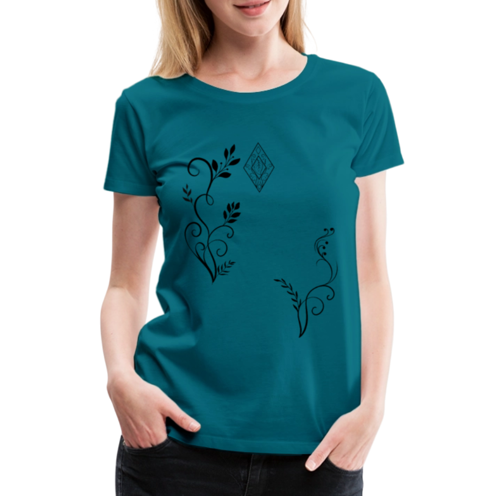 "Elven Grace" – Elegantes Damen T-Shirt mit filigranen Elfen-Ornamenten & zeitloser Fantasy-Ästhetik - diva blue