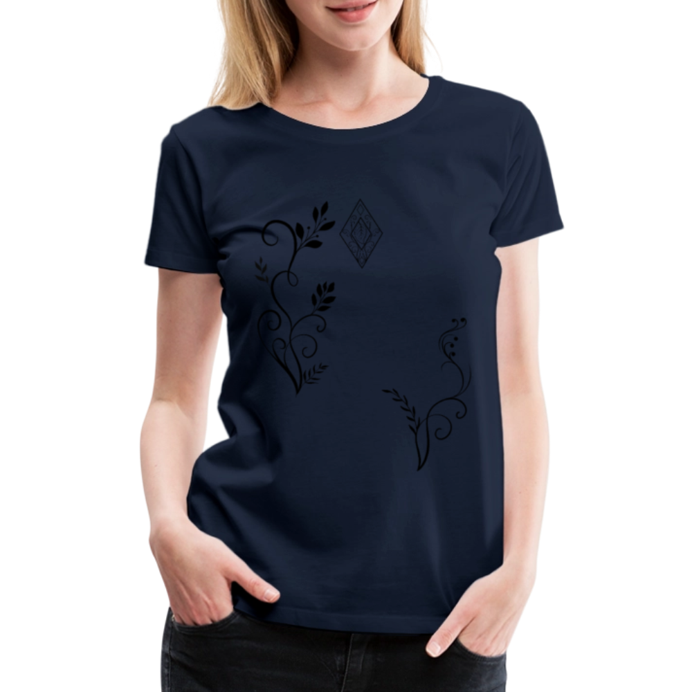 "Elven Grace" – Elegantes Damen T-Shirt mit filigranen Elfen-Ornamenten & zeitloser Fantasy-Ästhetik - navy