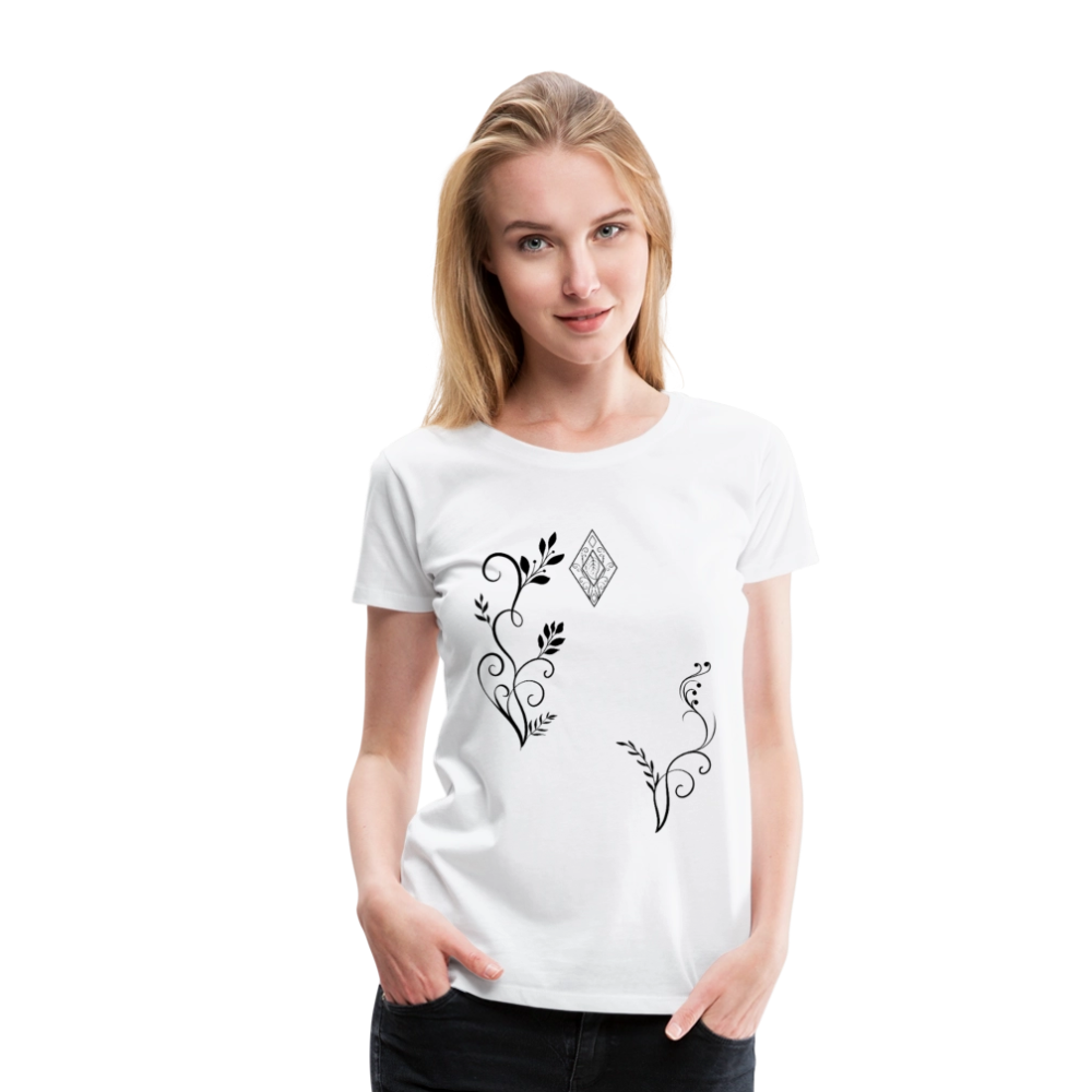 "Elven Grace" – Elegantes Damen T-Shirt mit filigranen Elfen-Ornamenten & zeitloser Fantasy-Ästhetik - white