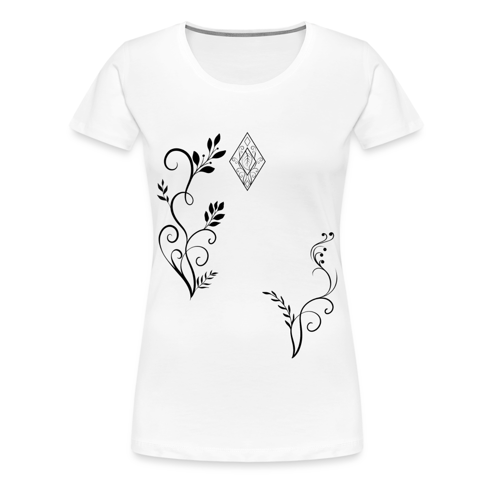 "Elven Grace" – Elegantes Damen T-Shirt mit filigranen Elfen-Ornamenten & zeitloser Fantasy-Ästhetik - white