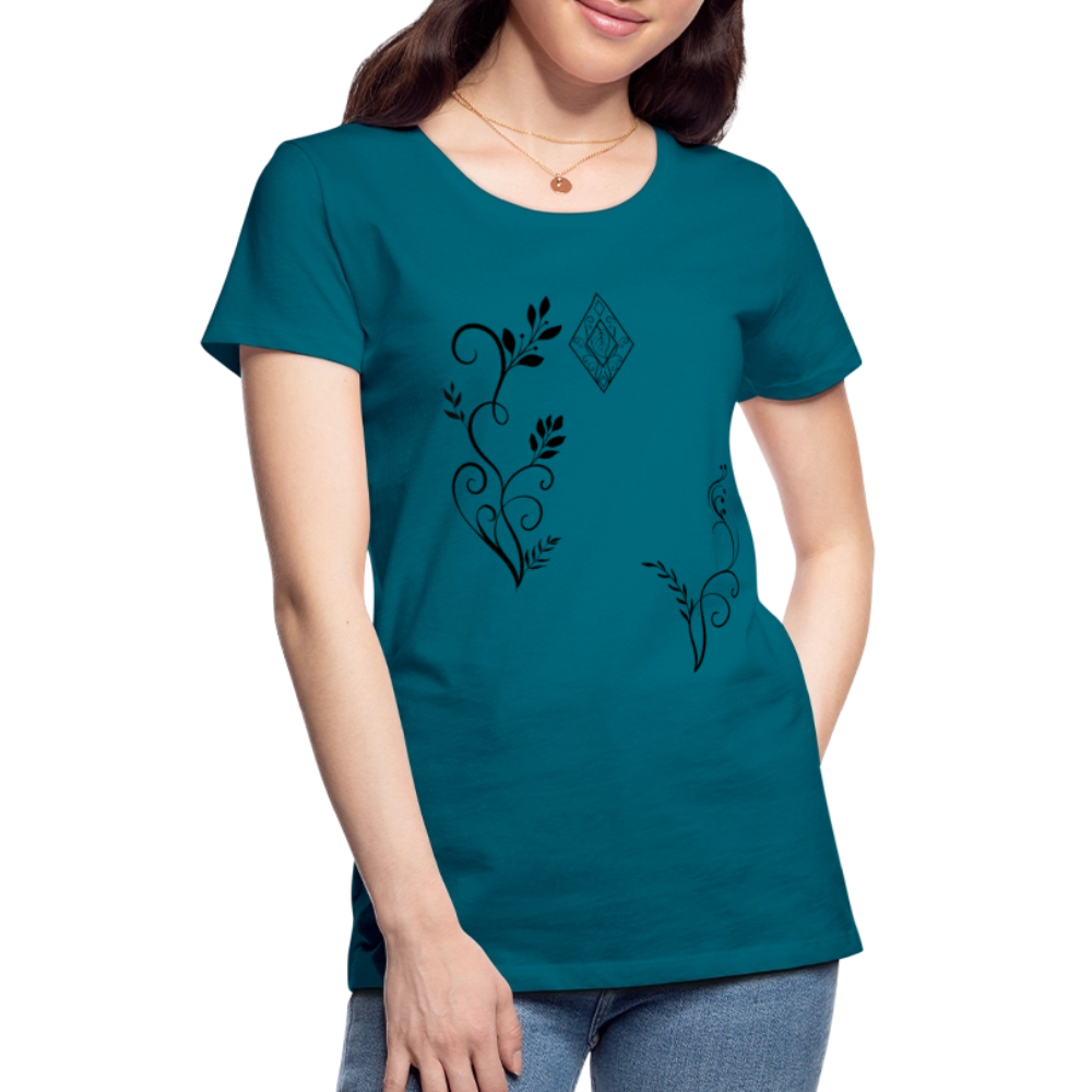 "Elven Grace" – Elegantes Damen T-Shirt mit filigranen Elfen-Ornamenten & zeitloser Fantasy-Ästhetik - diva blue