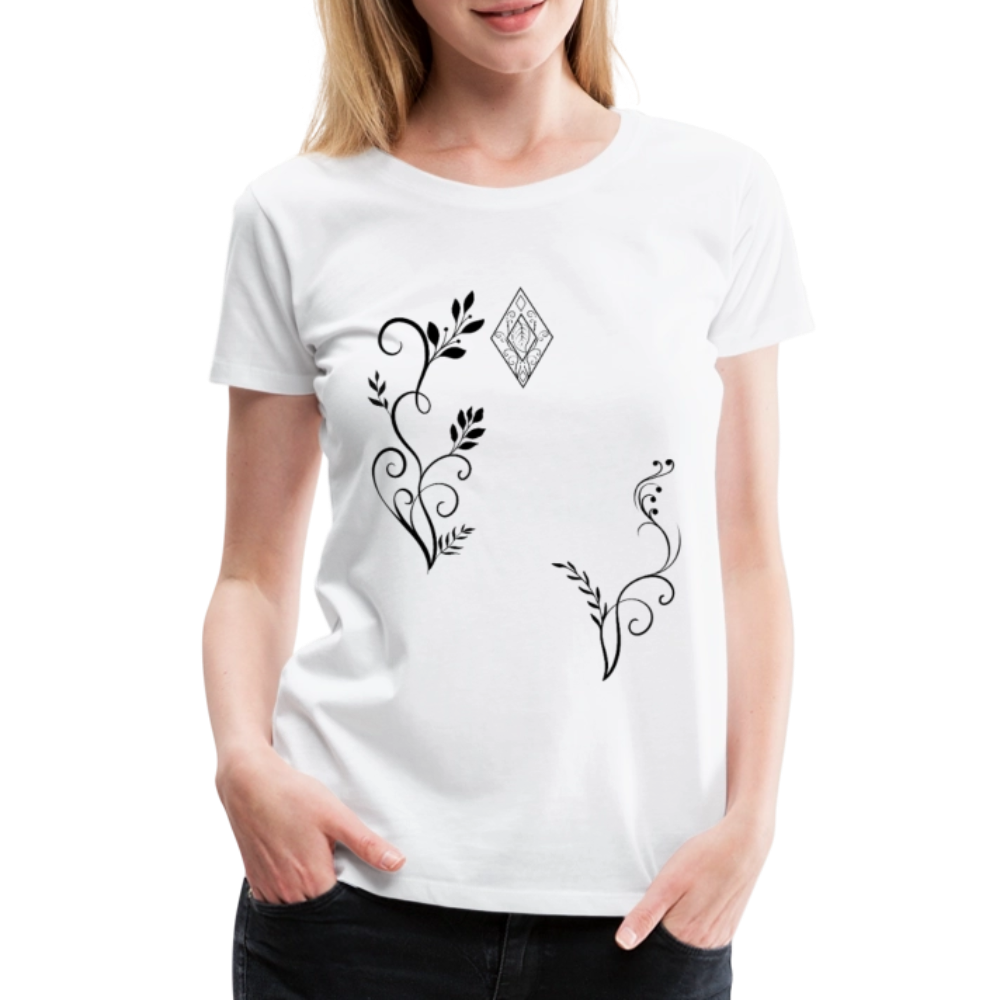 "Elven Grace" – Elegantes Damen T-Shirt mit filigranen Elfen-Ornamenten & zeitloser Fantasy-Ästhetik - white